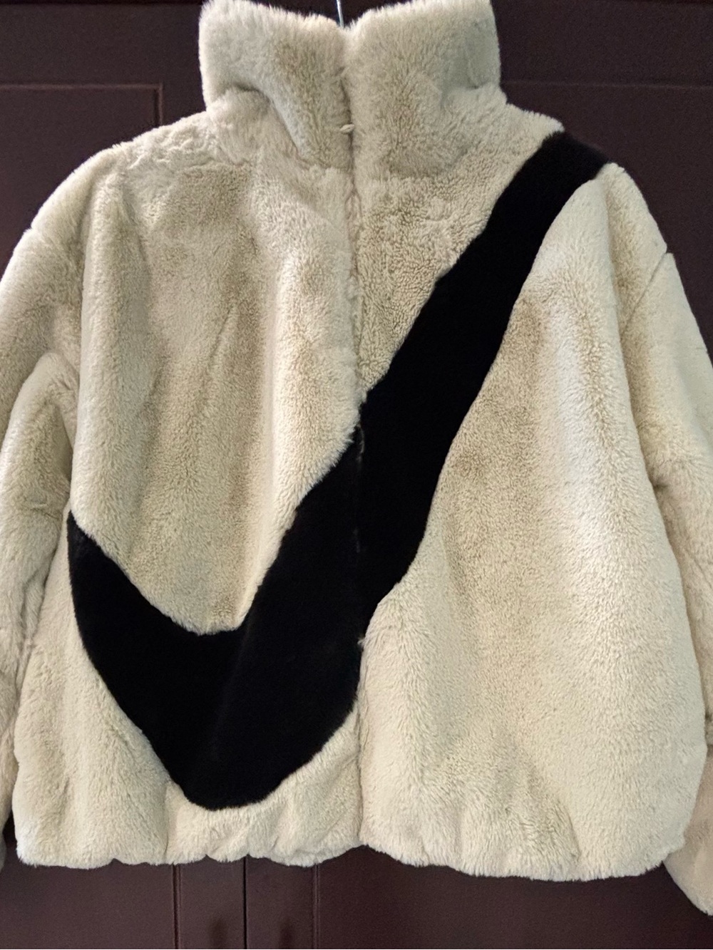 Nike White and Black Faux Fur Jacket